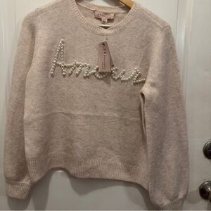 NWT Philosophy Sweater with Pearl Script “Amour”